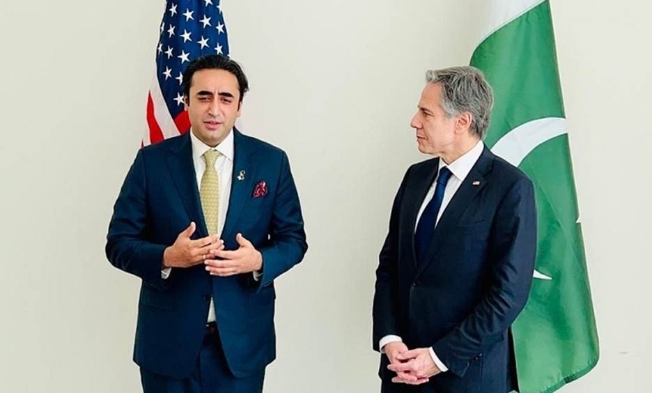 Foreign Minister Bilawal Bhutto Zardari meets US Secretary of State Antony Blinken in New York on Wednesday. — Picture courtesy: Foreign Office
