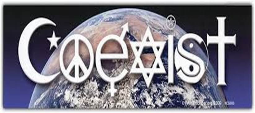 Amazon.com : CM016 - Coexist Earth Interfaith Symbols Color Mini Sticker :  Sports & Outdoors