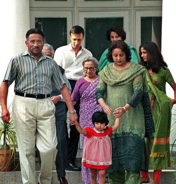 Mr. Musharraf with members of his family after taking power in 1999.