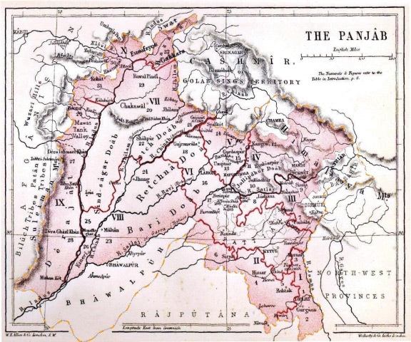 Map of the British Indian Punjab after Delhi’s inclusion