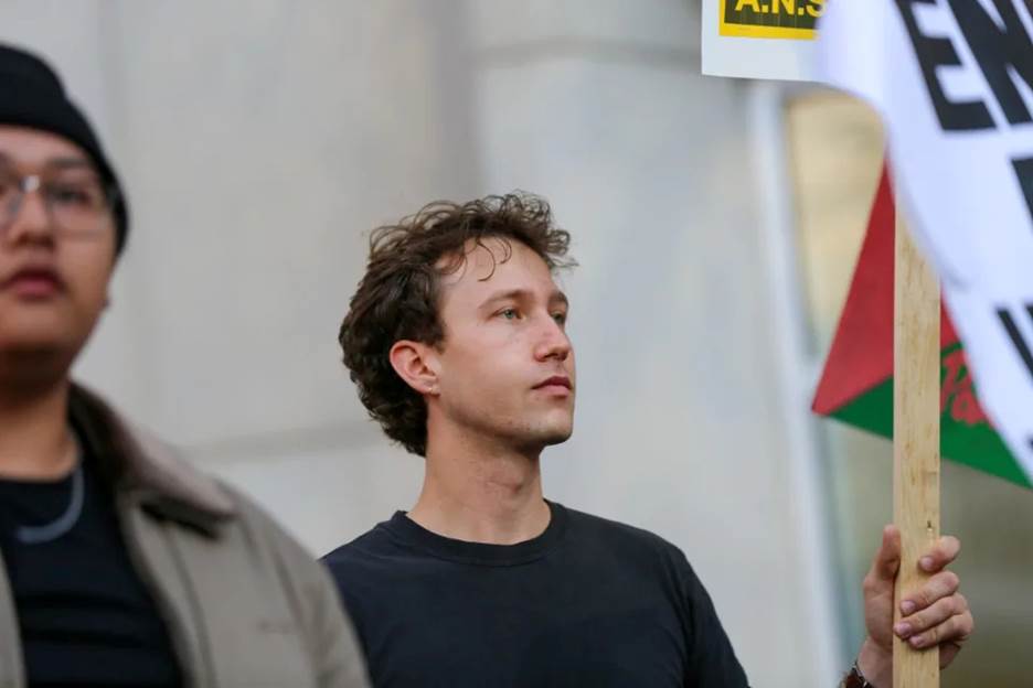 Benjamin Gross attended a pro-Palestinian rally in Indianapolis on Thursday. He says he gained appreciation for other perspectives in college.