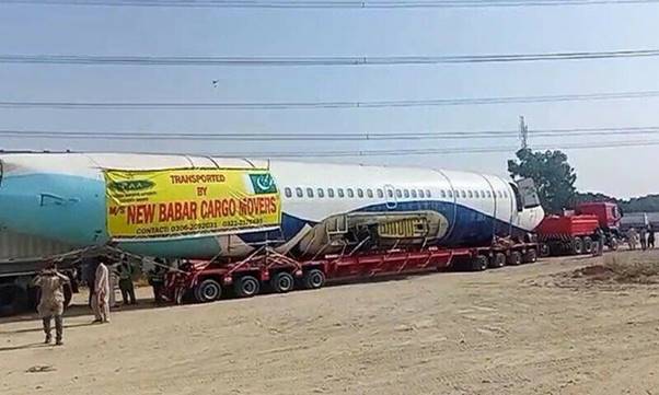 The disassembled 737 on a trailer being transported to Hyderabad on October 30. — Anadolu Agency