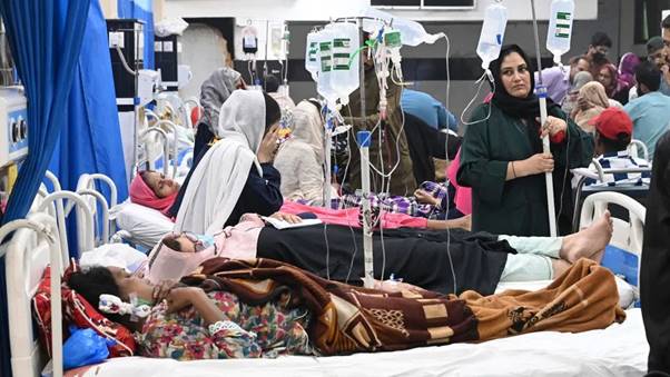 Patients are treated at a hospital due to poor air quality in Lahore, Pakistan, on November 8, 2024 - Arif Ali/AFP/Getty Images