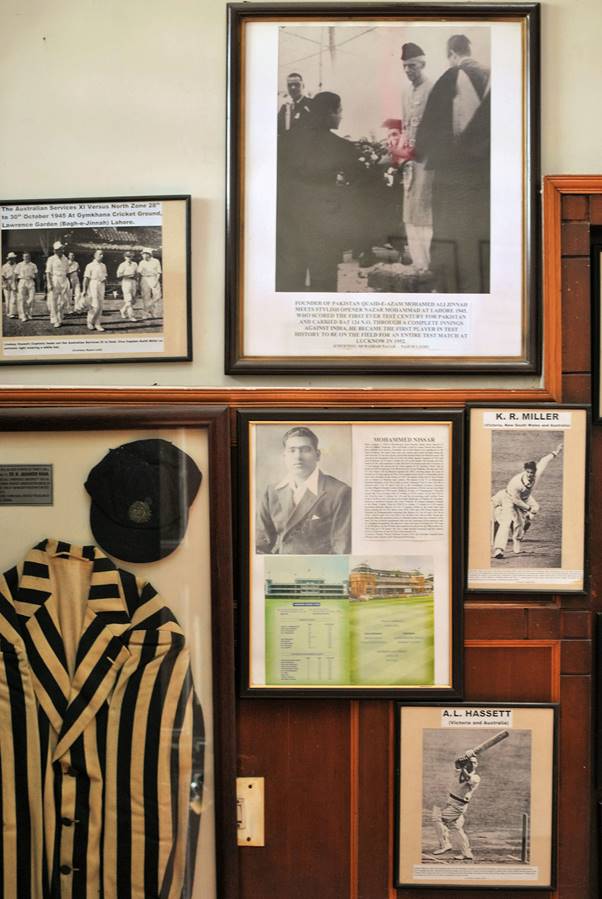 Quaid-e-Azam with opening batsman Nazar Muhammad at Islamia College Lahore in 1945.