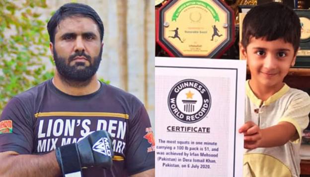 Guinness world record holders Irfan Mehsoon and his five-year-old son Sufiyan Mehsood posing with the award presented by Guinness authorities. — Instagram/@irfanmehsood.official