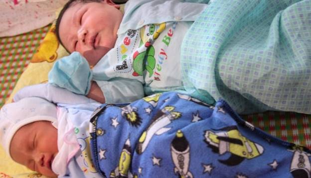 Two baby boys captured in this undated photograph at the Vinh Tuong district medical center in Vinh Phuc province, Vietnam.  — AFP/file