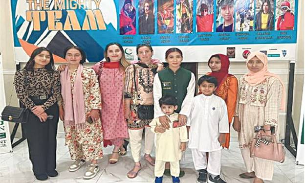 MEMBERS of the K2 women’s expedition pose during training at the Sadpara Mountaineering School in Skardu.—Photo by the writer