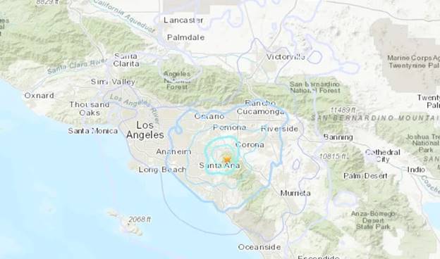 An earthquake with a preliminary magnitude of 4.1 struck Wednesday afternoon near Corona in Riverside County, according to the U.S. Geological Survey