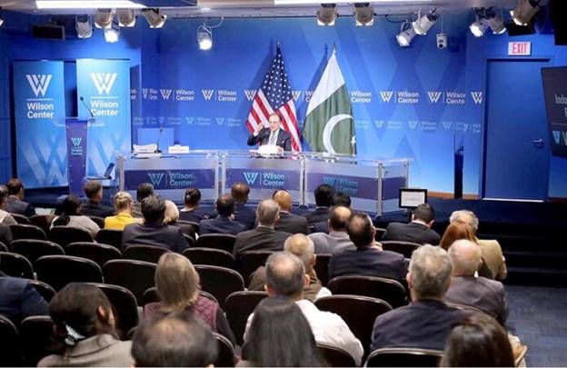 Finance Minister Mr. Muhammad Aurangzeb delivers the keynote address on Pakistan's economic outlook at the Wilson Center in Washington DC