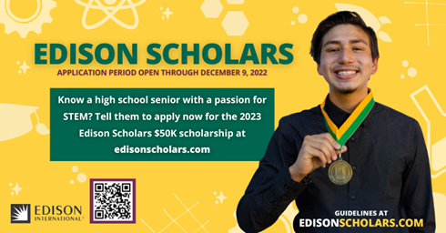 Application Period Opens for $1.5 Million Edison Scholars