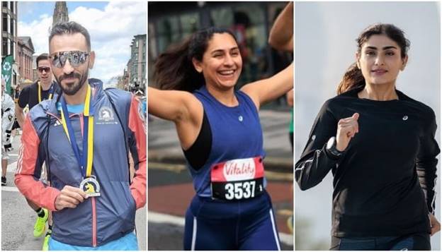 A collage showing Pakistani runners who participated in Chicago Marathon 2024. — Reporter