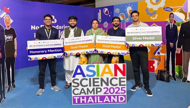 Pakistan team members, along with their medals pose for a group photo at the Asian Science Camp 2025 in Thailand. &mdash; APP