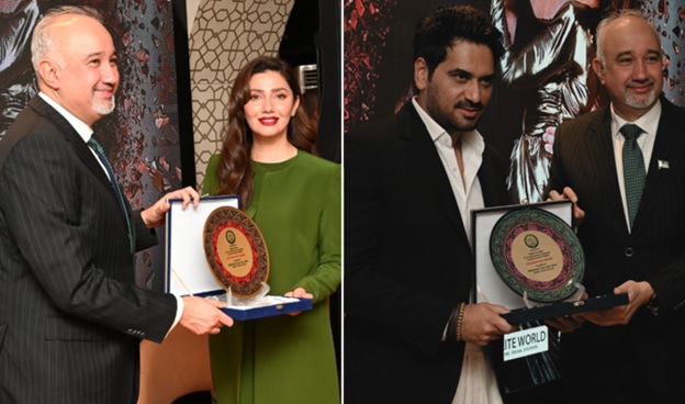 Pakistani superstars Mahira Khan, Humayun Saeed honored in UAE amid &lsquo;Love Guru&rsquo; promotions&nbsp;