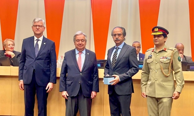 UN peacekeepers Shaheed Sepoy Muhammad Tarique and Shaheed Havildar Ahsan Ullah Khan were honoured posthumously during a ceremony at UN headquarters in New York on May 29, 2025. &mdash; X/PakistanUN_NY