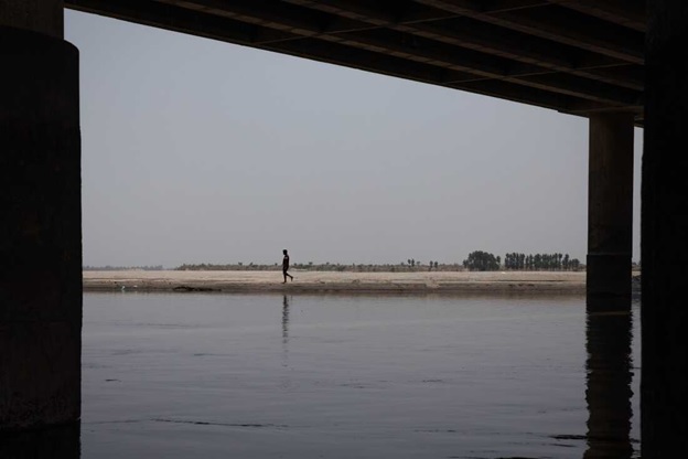 The Chenab, one of the three rivers allocated to Pakistan under the Indus Waters Treaty, is seen from the river bank on June 5, 2025 in Punjab, Pakistan.