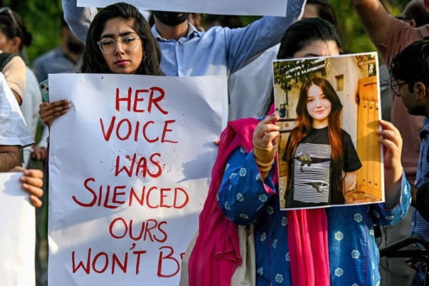 Sana Yousaf's murder sparked demonstrations condemning violence against women, in Islamabad on June 5, 2025.