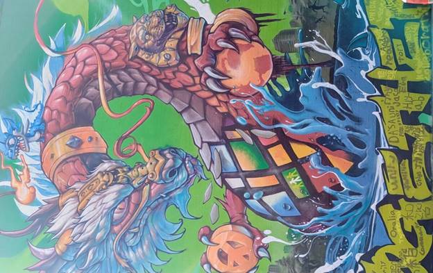 A colorful graffiti on a wall  AI-generated content may be incorrect.